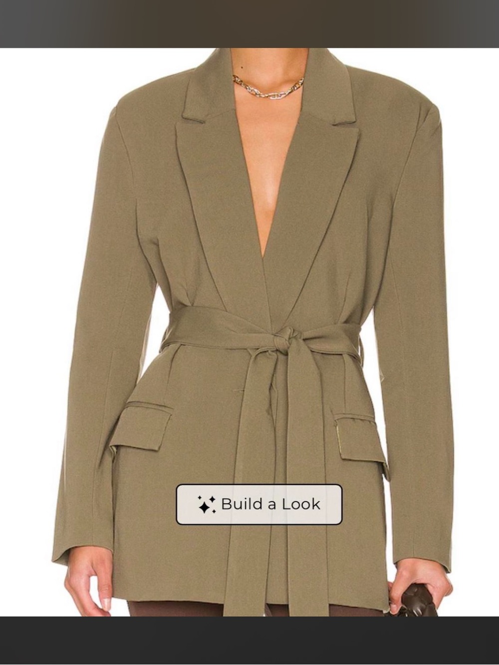 Bardot Olive Tie-Waist Blazer Jacket